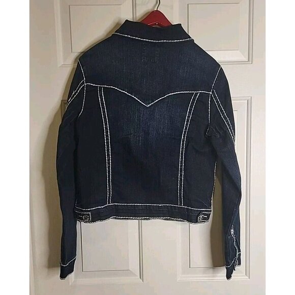 LA Idol NEW Women's Jean Jacket Large Blue Cotton Blend Regular Fit Denim - Picture 10 of 10